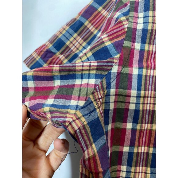 Taylor Stitch Short Sleeve Jack Shirt Red Madras Plaid Button Front 40 Medium - Picture 4 of 6